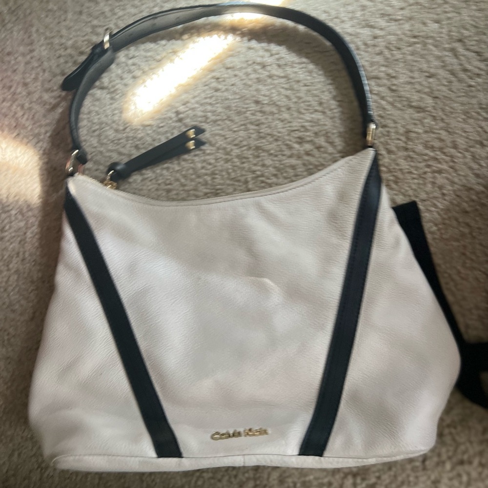 Calvin Klein white shoulder purse